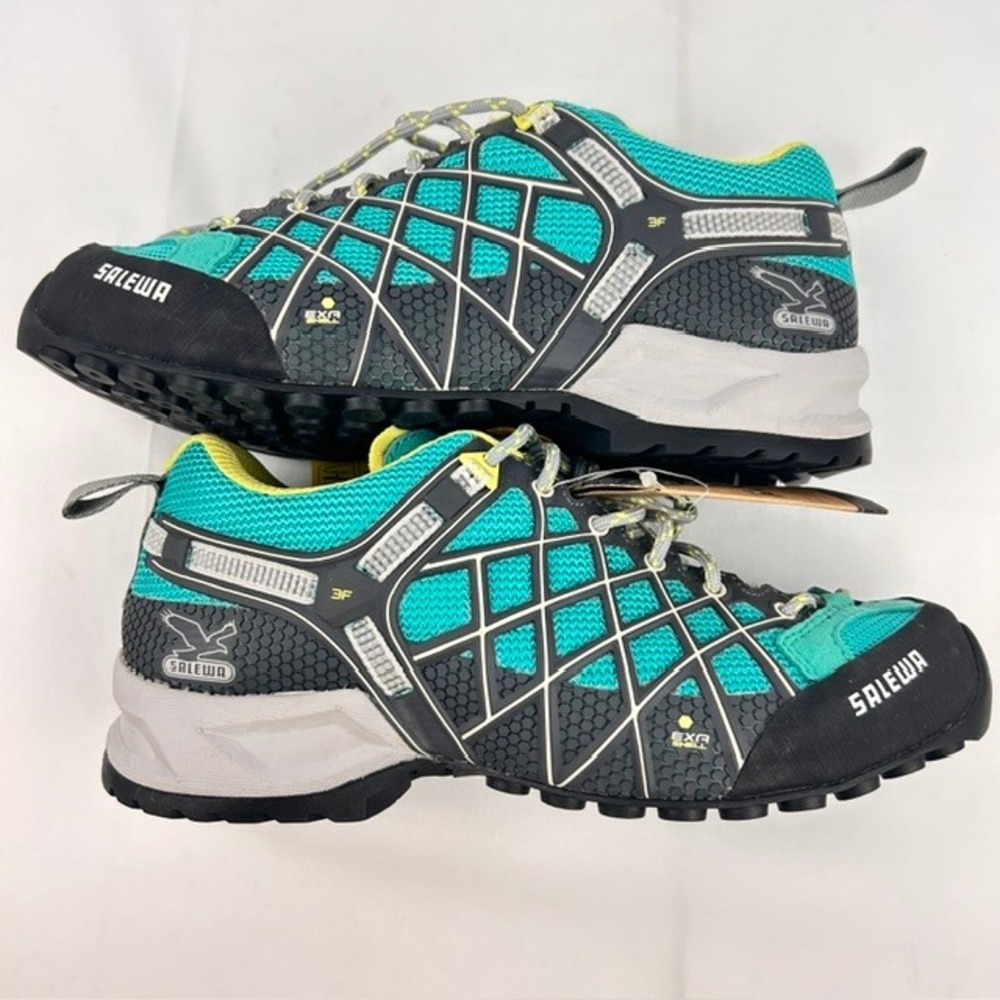 Salewa Wildfire Womens Hiking Shoes Teal Yellow Vibram Approach Alpine Fit NWT - Picture 7 of 12